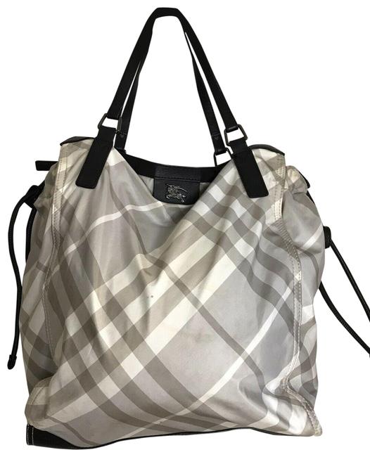 Burberry GrayWhite Nylon Shoulder Bag