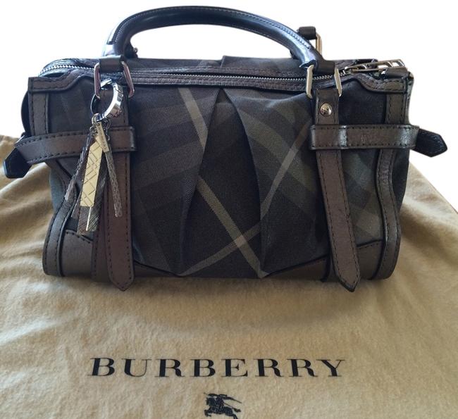 Burberry Grey Novacheck Canvas with Leather Trim Shoulder Bag