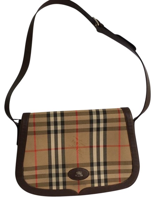 Burberry Classic Brown Canvas and Leather Shoulder Bag