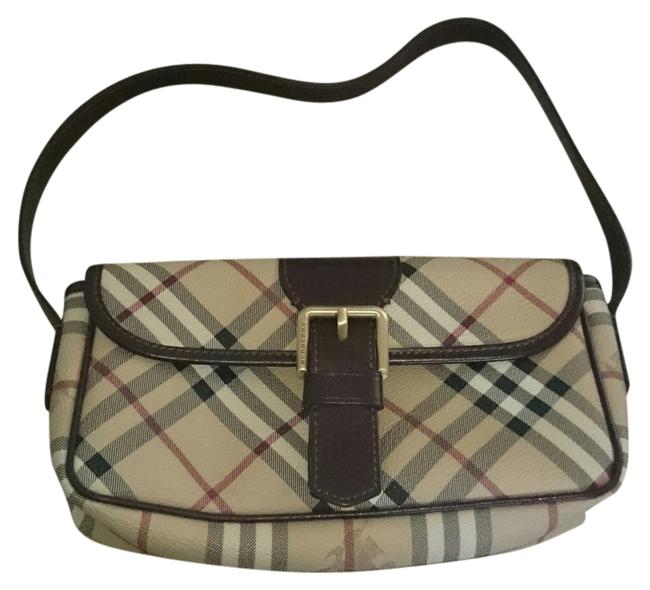 Burberry Handbag Haymarket Plaid Canvas Leather Shoulder Bag