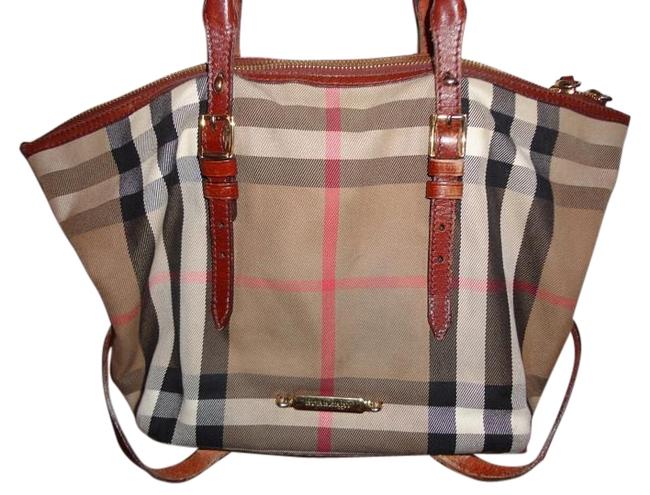 Burberry Handbag House Check and Leather Shoulder Bag