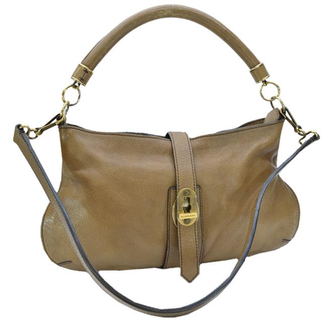 Burberry Handbag Ladies R7155 BrownMetallic Gold Leather Shoulder Bag