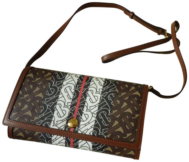 Burberry hanna Tb Monogram Strap Wallet Brown Coated Canvas Shoulder Bag