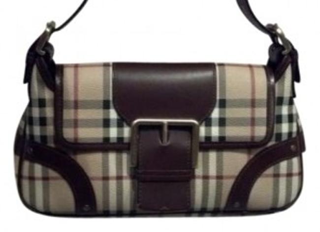 Burberry Haymarket Check Brown PvcLeather Shoulder Bag