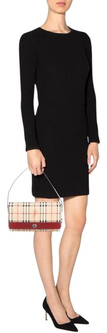 Burberry Haymarket Check Burgundy Shoulder Bag