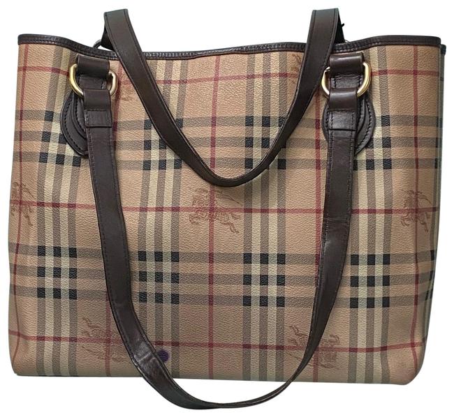 Burberry Haymarket Check Regent Brown Leather Shoulder Bag