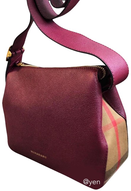 Burberry Helmsley Dark Plum Leather Shoulder Bag