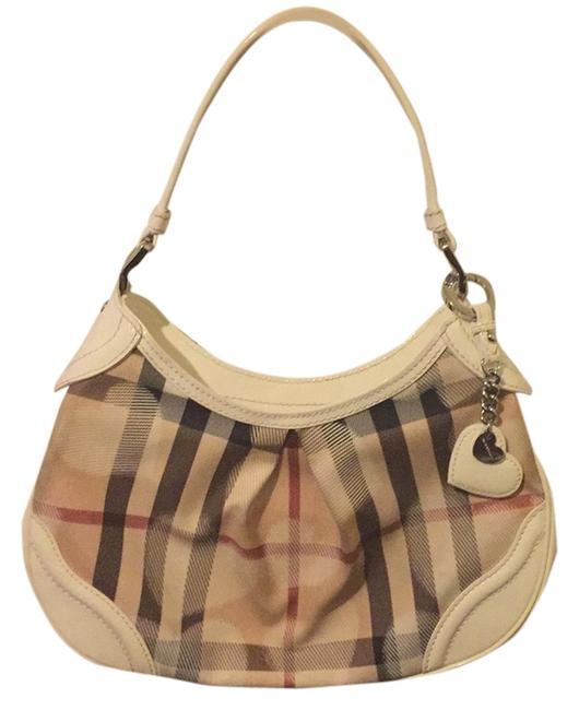 Burberry Hernville Nvh White Leather and Canvass Shoulder Bag