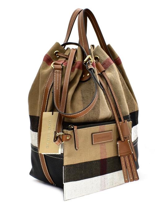 Burberry Heston Tote Tan Canvas Shoulder Bag