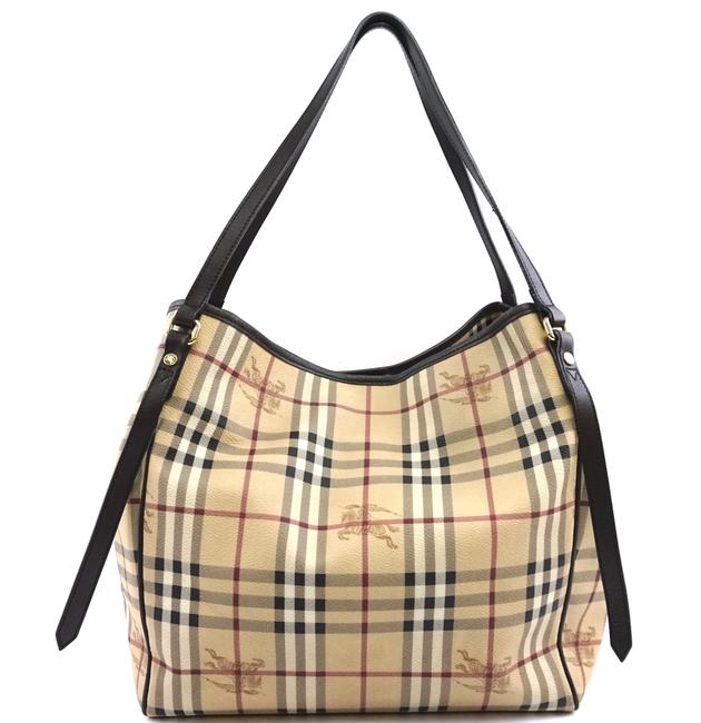 Burberry Hobo #29518 Haymarket Check Pattern Beige Coated Canvas Shoulder Bag