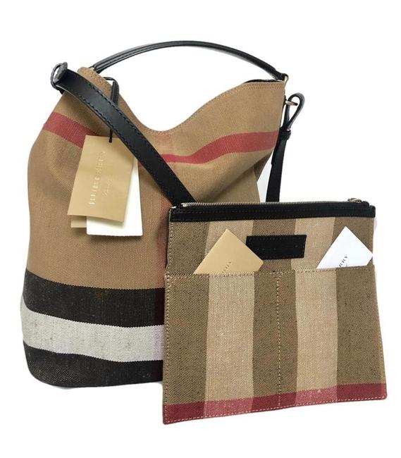 Burberry Hobo Medium Ashby Black CanvasLeather Shoulder Bag