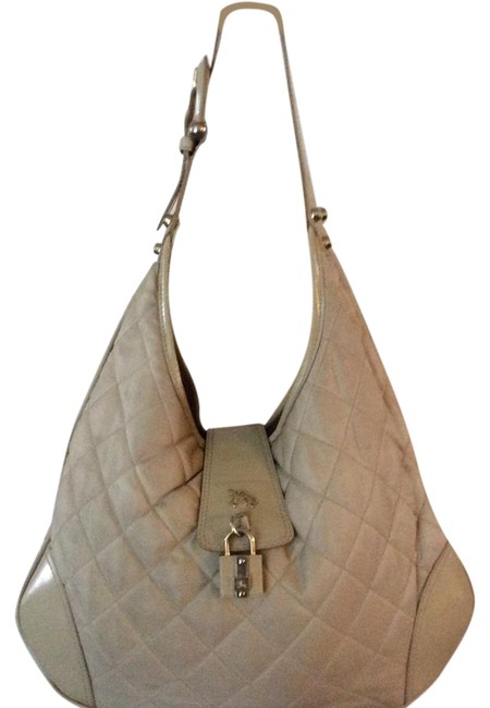 Burberry Hobo Quilted Beige Shoulder Bag