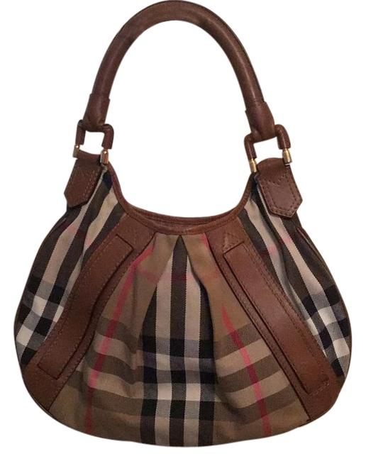 Burberry House Check Brown Textile with Leather Trim Shoulder Bag