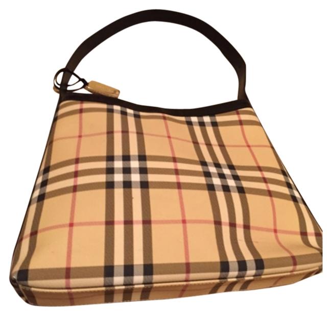 Burberry House Plaid Leather Coated Canvas Shoulder Bag