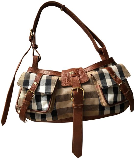 Burberry Iconic Plaid Color Palette Canvas and Leather Shoulder Bag
