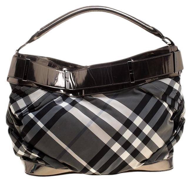 Burberry Italy Grey Nylon and Leather Shoulder Bag