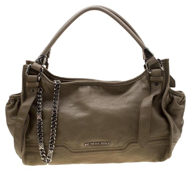 Burberry Khaki Green Leather Shoulder Bag