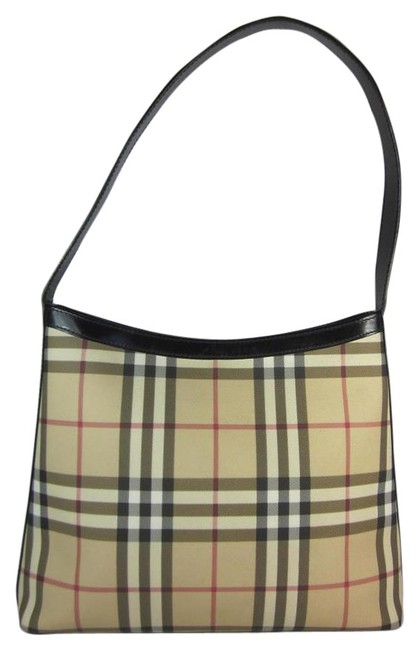 Burberry Khaki Nova Check Black Tote LeatherJacquard Shoulder Bag