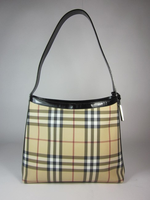 Burberry Khaki Nova Check Totebag JacquardLeather Shoulder Bag