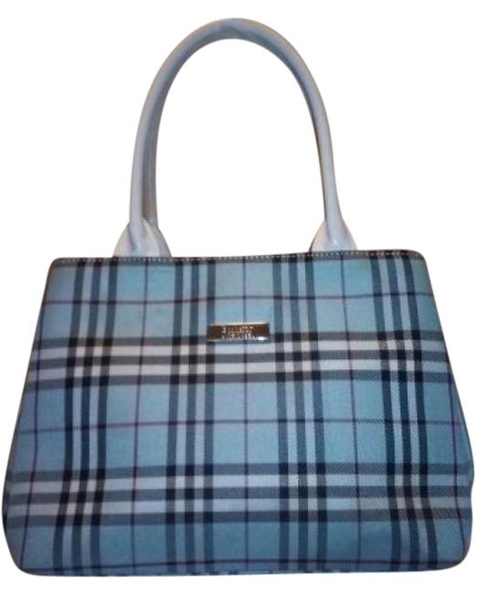 Burberry Label 0111005 Orr Blue Plaid Canvas Shoulder Bag