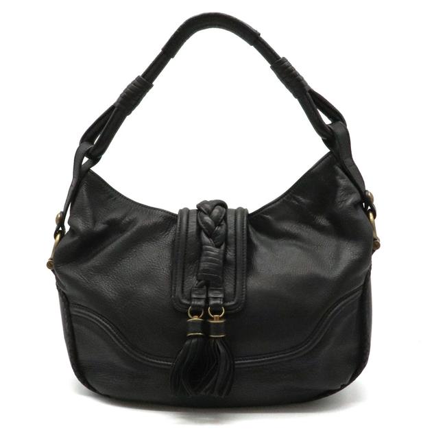 Burberry Label Tassel One Black Leather Shoulder Bag