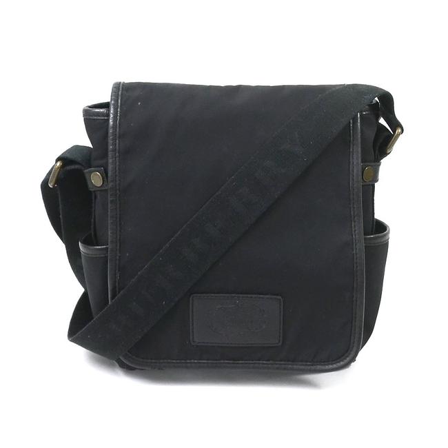 Burberry Ladies Mens 1922 Black LeatherNylon Shoulder Bag
