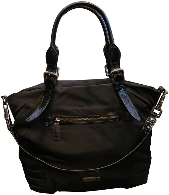 Burberry Large Black Nylon with Patent Leather Shoulder Bag