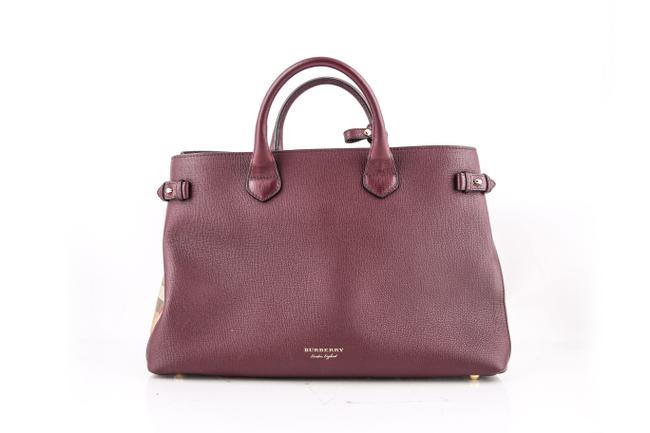 Burberry Large House Check Detail Leather Banner * Burgundy Shoulder Bag