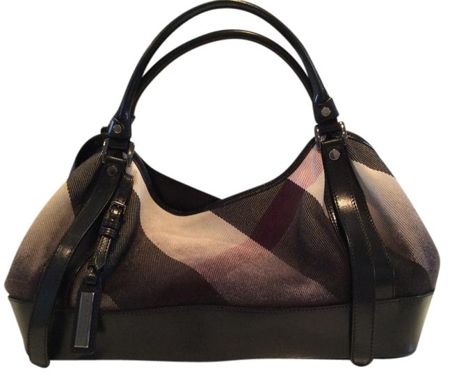 Burberry Lawson BeigeBlack CanvasLeather Shoulder Bag