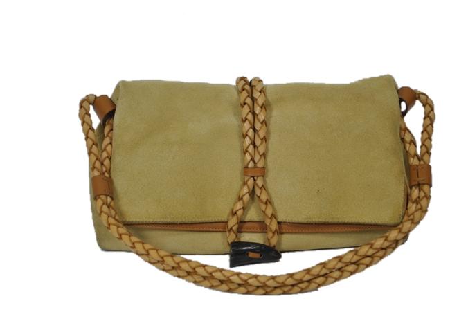 Burberry LeatherMedium Bs BeigeYellow Suede Shoulder Bag