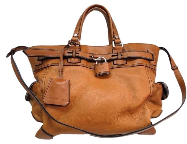 Burberry Leather Tan Nova Check Lining Shoulder Bag