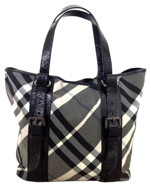 Burberry Like New Beat Check Large Tote Nylon Shoulder Bag