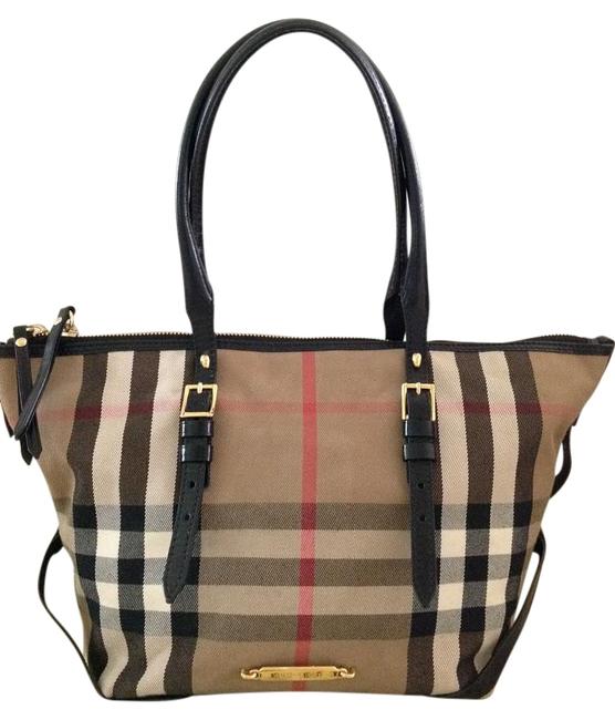 Burberry Like New House Check Tote Black Shoulder Bag