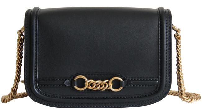Burberry Link Flap Black Leather Shoulder Bag