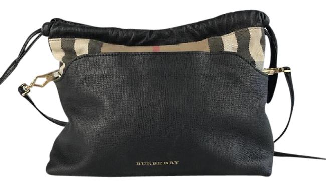 Burberry Little Crush House Check and Black Canvas Leather Shoulder Bag