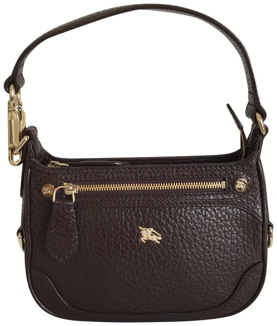 Burberry Logo Dark Brown Leather Shoulder Bag