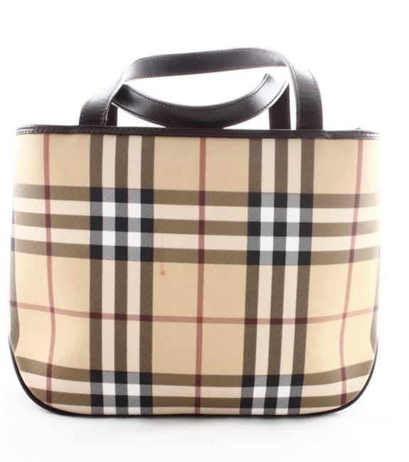 Burberry London Beige Brown Canvas Shoulder Bag