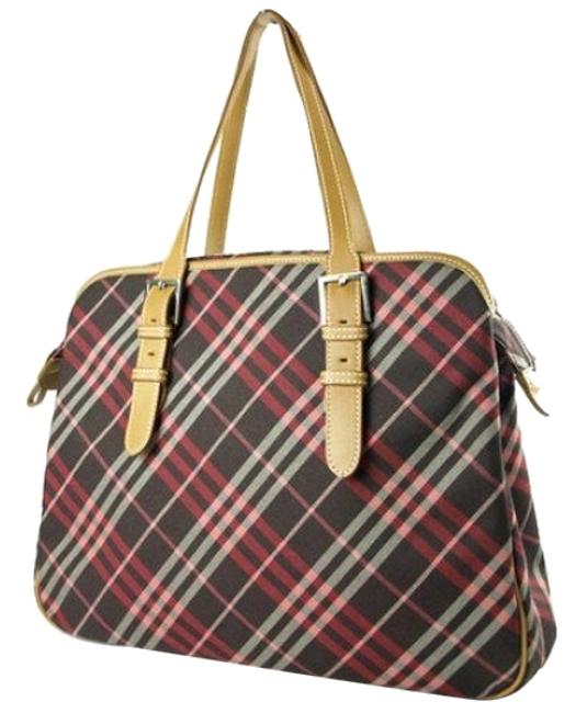 Burberry London Blue Label Bs1017 Pinks Browns Canvas Leather Shoulder Bag