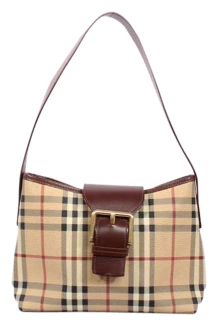 Burberry London Haymarket Plaid Leather Shoulder Bag