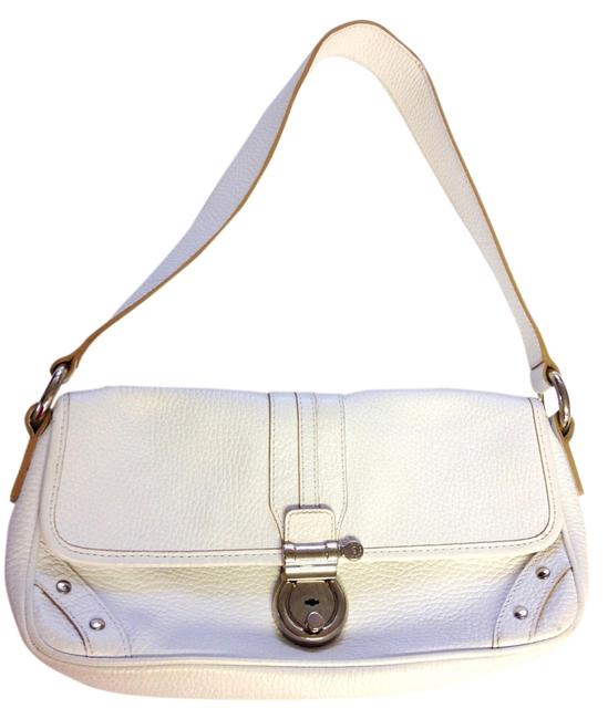 Burberry Evening London Pebbled White Leather Shoulder Bag