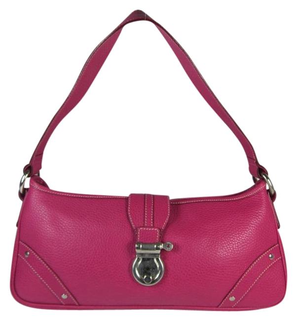 Burberry Long Pink Pebbled Leather Shoulder Bag