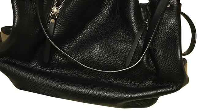 Burberry Maidstone Canvas Black Leather Shoulder Bag