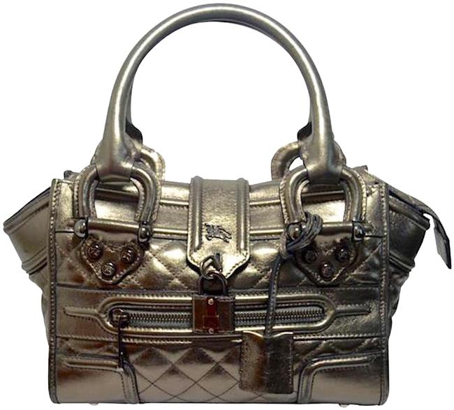 Burberry Manor Pewter Leather Shoulder Bag