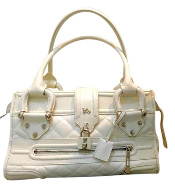 Burberry Manor White Leather Shoulder Bag