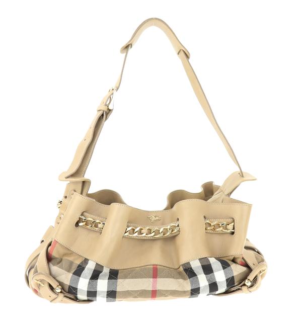 Burberry Margaret Beige Canvas Shoulder Bag