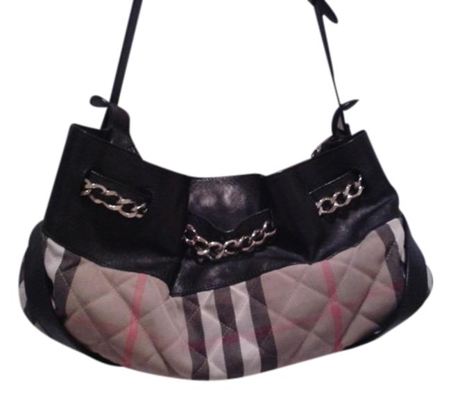 Burberry Margaret Nova Check Leather and Quilted Fabric Shoulder Bag