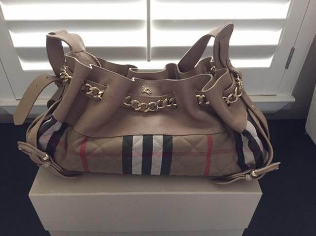 Burberry Margaret Tan LeatherQuilted House Check Shoulder Bag