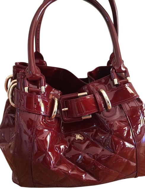 Burberry Maroon Patent Leather Shoulder Bag