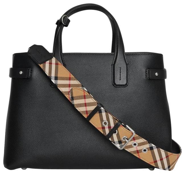 Burberry Medium Banner Tote Black Leather Shoulder Bag