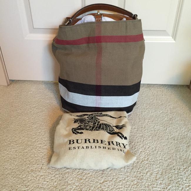 Burberry Bucket Medium Susanna Mega Check Brown Cotton Shoulder Bag